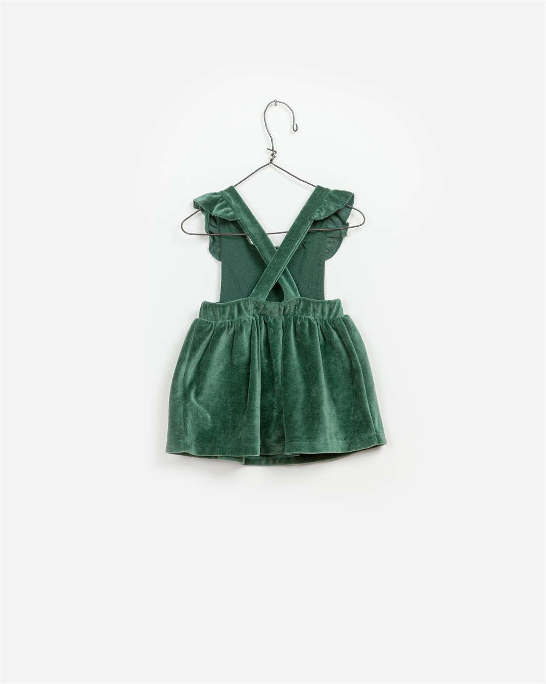 BeeBoo|BeeBoo PlayUp vêtement bébé baby cloth robe velours dungareen velvet dress verte green 1